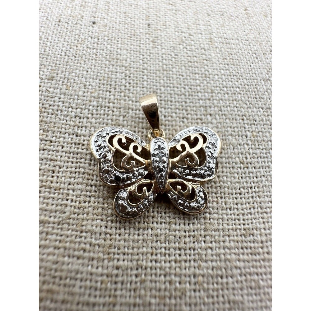 Ross Simons Genuine Diamond Butterfly Pendant Gold Over Sterling Silver